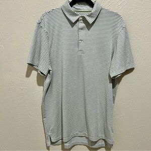 J. Crew Gray & White Striped Performance Polo Shirt Golf Business Casual Vacay